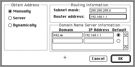 MacTCP 2.1: Router und DNS